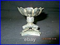 Antique Sterling Silver Master Salt Cellar Tripod Footed Paws With Hallmarks
