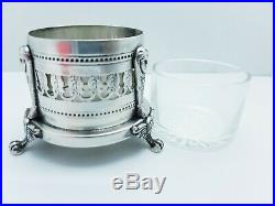 Antique Sterling Silver Open Salt Cellar with Glass liner 1823