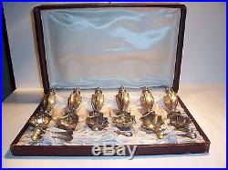 Antique Sterling Silver Open Salts Spoons Pepper Shakers
