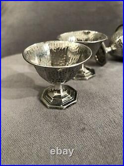 Antique Sterling Silver Salt Bowls Withbonus Silver And Enamel Spoon