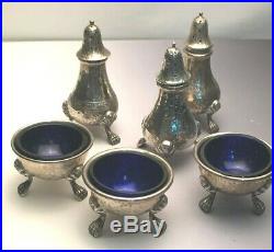Antique Sterling Silver Salt Shaker and Cellar Set by Schofield, 6 pieces