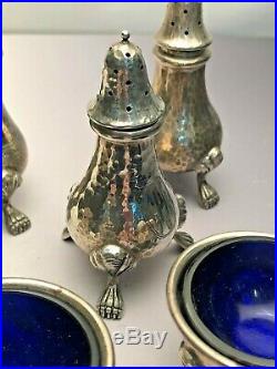Antique Sterling Silver Salt Shaker and Cellar Set by Schofield, 6 pieces
