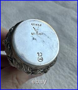 Antique Stieff Sterling Silver Rose Salt Cellar & Pepper Shaker Set 80 Grams