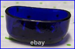 Antique T & Co. Sterling Cobalt Glass Salt Cellar Sheffield England 1969