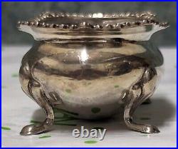 Antique T & Co. Sterling Cobalt Glass Salt Cellar Sheffield England 1969