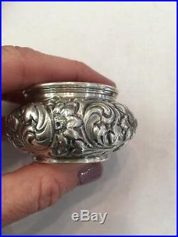 Antique Theodore A. Kohn & Son Sterling Silver Repousse Pair of Salt Cellars