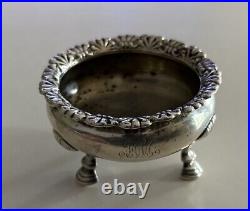 Antique Tiffany Co Sterling Silver Repousse Rim Decor Open Salt Cellar on 3 Feet