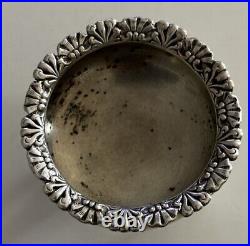 Antique Tiffany Co Sterling Silver Repousse Rim Decor Open Salt Cellar on 3 Feet