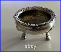 Antique Tiffany Co Sterling Silver Repousse Rim Decor Open Salt Cellar on 3 Feet