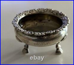 Antique Tiffany Co Sterling Silver Repousse Rim Decor Open Salt Cellar on 3 Feet