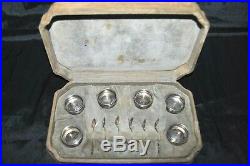 Antique Webster Set of 6 Sterling Silver Salt Cellars & Spoons Original Case