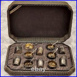 Antique Webster Sterling Salt Cellars with Salt Spoons & Pepper Shaker Set of 6