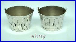 Antique Whiting Mfg Co Two Sterling Silver Open Bucket Salt Cellars Very Rare