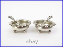 Antique Whiting Miniature Sterling Silver Open Salt Cellars & Spoons