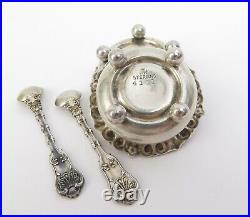 Antique Whiting Miniature Sterling Silver Open Salt Cellars & Spoons