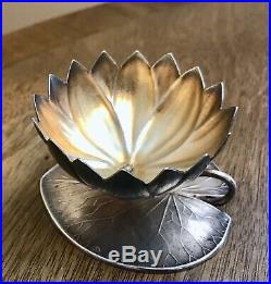 Antique Whiting Sterling Silver 3-D Water Lily Pad Salt Cellar
