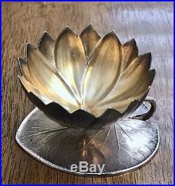 Antique Whiting Sterling Silver 3-D Water Lily Pad Salt Cellar