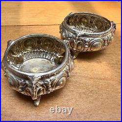 Antique Wilhelm T Binder German 800 Silver Art Nouveau Salt Cellars