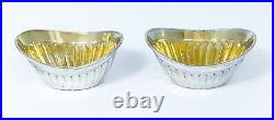 Antique pair Victorian sterling silver gold plated salt cellars. London, 1891