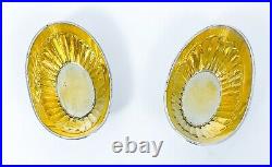 Antique pair Victorian sterling silver gold plated salt cellars. London, 1891