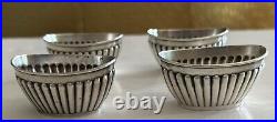 Antique set Of 4 Whiting Sterling Silver Salt Cellars Fluted Reeded Sides 5014