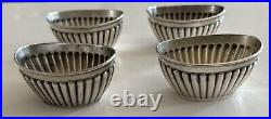 Antique set Of 4 Whiting Sterling Silver Salt Cellars Fluted Reeded Sides 5014