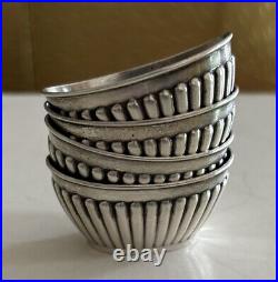 Antique set Of 4 Whiting Sterling Silver Salt Cellars Fluted Reeded Sides 5014