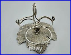 Antique sterling silver Hand-Made Stand withSalt & Pepper Shakers & Salt Cellar