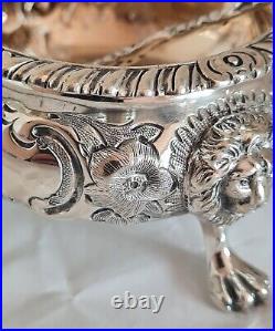 Antique sterling silver salt cellar & spoon. London 1868. By Robert Harper