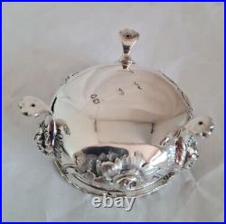 Antique sterling silver salt cellar & spoon. London 1868. By Robert Harper