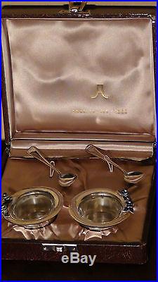 Argento 800/1000 Italy Sterling Silver & Enamel Salt & Paper Cellars In The Box