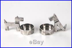 Art Deco Christofle Gallia Terrier Dog Pair Open Salts Salt Cellars Silver Plate