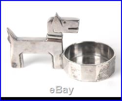 Art Deco Christofle Gallia Terrier Dog Pair Open Salts Salt Cellars Silver Plate