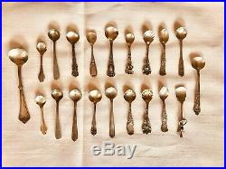 Assorted ANTIQUE STAMPED STERLING SILVER OPEN SALT CELLAR SPOON LOT OF 20