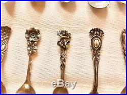 Assorted ANTIQUE STAMPED STERLING SILVER OPEN SALT CELLAR SPOON LOT OF 20