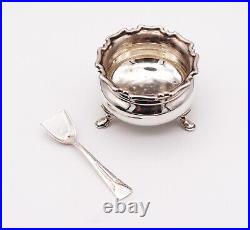 Atkin Brothers England 1912 Sheffield Salt Cellar With Spoon 925 Sterling Silver