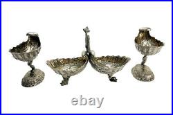 Austrian. 833 Silver Dolphin Shell Open Salt Cellars or Condiment Dishes