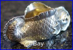 Authentic 19th century Faberge silver salt cellar in form of a fish-15458