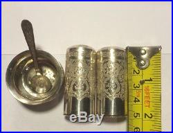 Authentic Set Of Russian/Persian Silver 84 Pepper Salt Shakers, Salt Cellar, Spoon