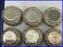 B. H. Co. Sterling Repousse Salt Cellars, 12.5g each, Set of 6, 71.4g J3.7