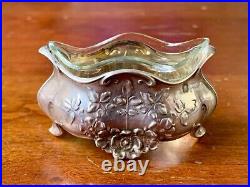 BEAUTIFUL Antique French Minerva Silver Salt Cellar with Original Glass Insert