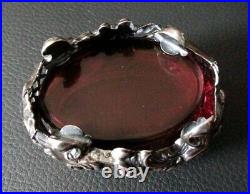 BEAUTIFUL Antique Sterling Silver Repousse Salt Cellar With Glass Insert