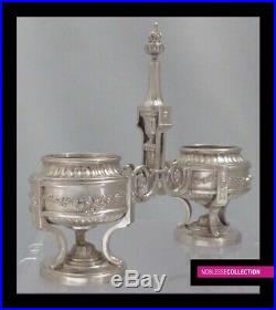 BOULENGER ANTIQUE 1880s FRENCH STERLING SILVER SALT CELLARS Louis XVI style