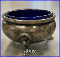 Baldwin Miller Sterling Silver Vintage Salt Cellars With Blue Inserts