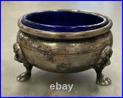 Baldwin Miller Sterling Silver Vintage Salt Cellars With Blue Inserts