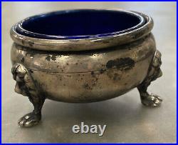 Baldwin Miller Sterling Silver Vintage Salt Cellars With Blue Inserts