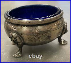 Baldwin Miller Sterling Silver Vintage Salt Cellars With Blue Inserts