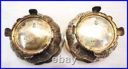 Beautiful Pair Of Sterling Silver Open Salts With Cobalt Glass Inserts