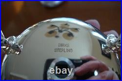 Birks Antique Sterling Silver 3 Footed Open Salt Cellar Blue Cobalt Glass 95 Gr