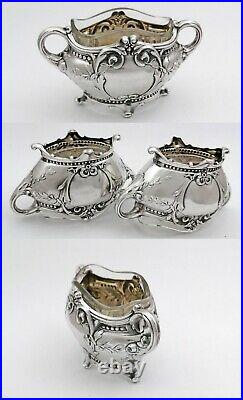 Boxed French Silver Open Salt Cellars and Salt Spoons